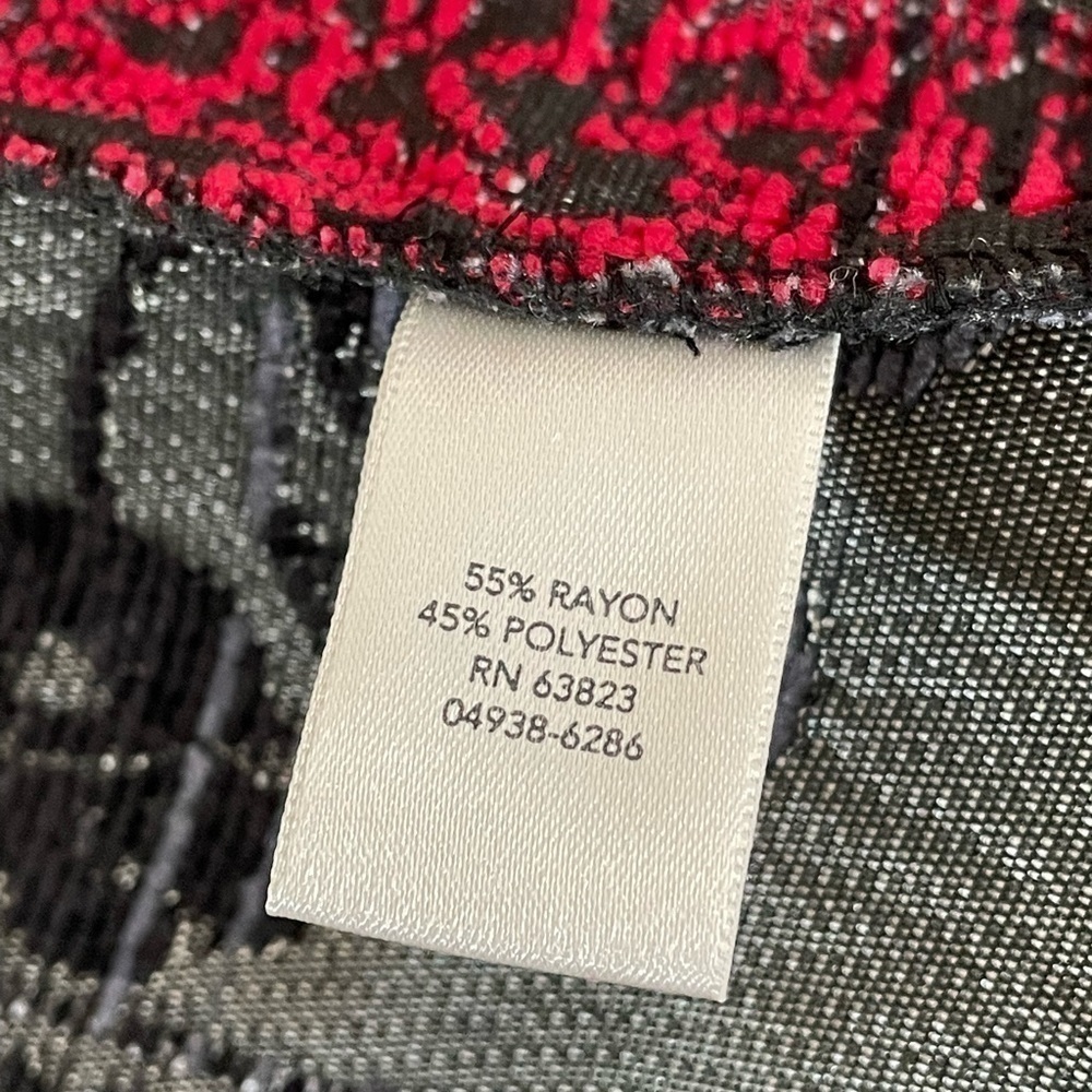 Christopher & Banks Zip Tapestry Blazer Red/Gray/Black Mandarin Collar Large - Picture 9 of 10